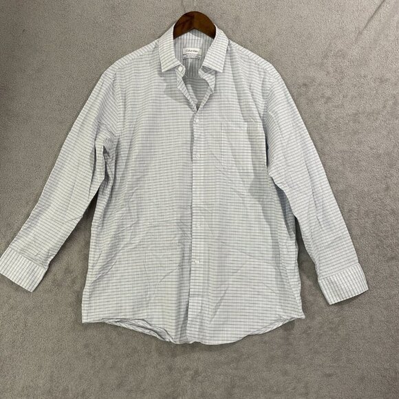 NWOT Calvin Klein Men's L Tech Active Stretch Dress Shirt Button Down Plaid - Picture 1 of 8